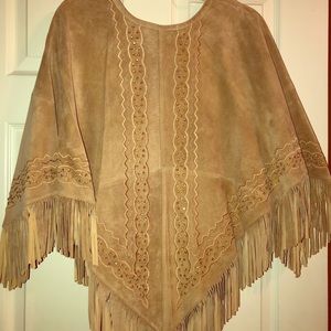 Suede poncho
